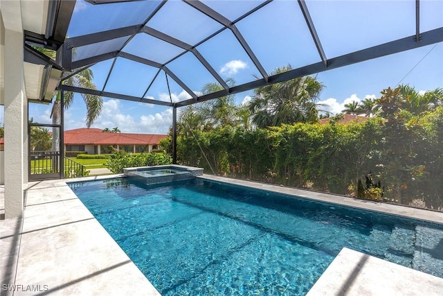 101 Beachcomber St, Marco Island, FL 34145 - view of pool with a pool with connected hot tub and glass enclosure