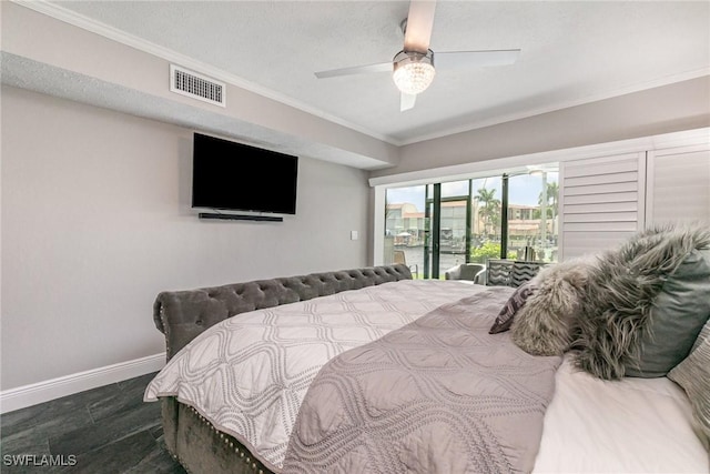 4001 SE 19th Pl Unit B1, Cape Coral, FL 33904 - bedroom with access to outside, crown molding, and a ceiling fan