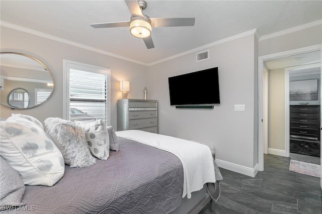 4001 SE 19th Pl Unit B1, Cape Coral, FL 33904 - bedroom featuring crown molding and a ceiling fan