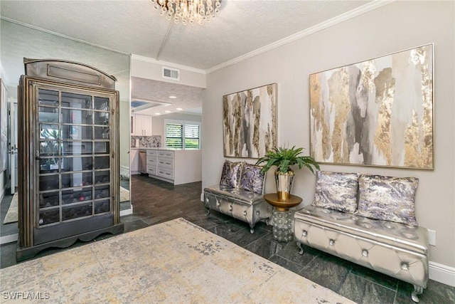 4001 SE 19th Pl Unit B1, Cape Coral, FL 33904 - sitting room with a textured ceiling and crown molding