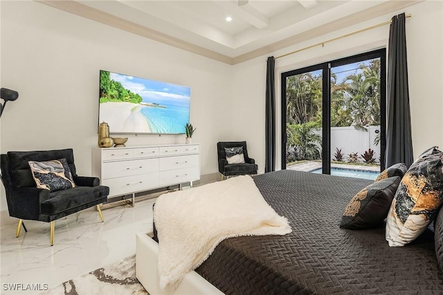 614 105th Ave N, Naples, FL 34108 - bedroom with marble tiled floors, recessed lighting, and access to exterior