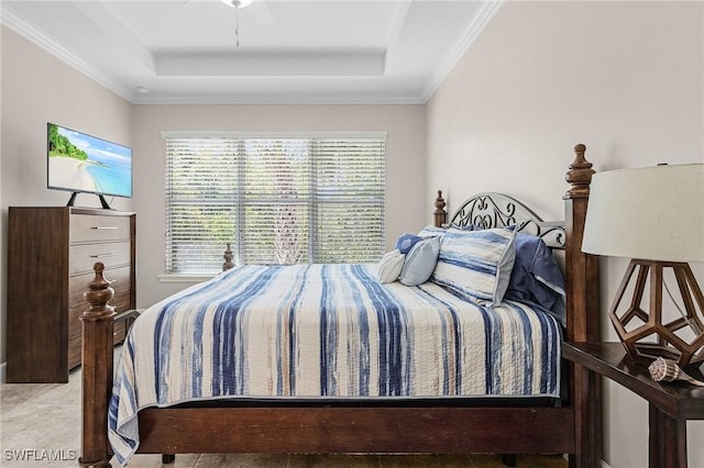 10406 Santiva Way, Fort Myers, FL 33908 - bedroom featuring a tray ceiling, multiple windows, and crown molding