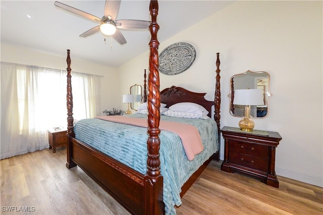 314 Melrose Pl Unit 33, Naples, FL 34104 - bedroom featuring wood finished floors, a ceiling fan, and lofted ceiling