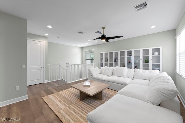 20368 Estero Crossing Blvd, Estero, FL 33928 - living area featuring wood finished floors, recessed lighting, and ceiling fan