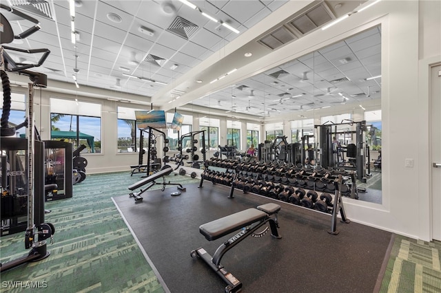 20368 Estero Crossing Blvd, Estero, FL 33928 - workout area with a paneled ceiling and carpet
