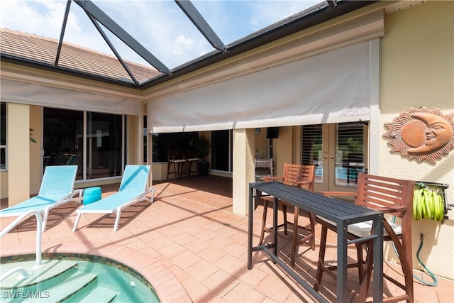 3681 Mossy Oak Dr, Fort Myers, FL 33905 - view of patio with french doors and a pool