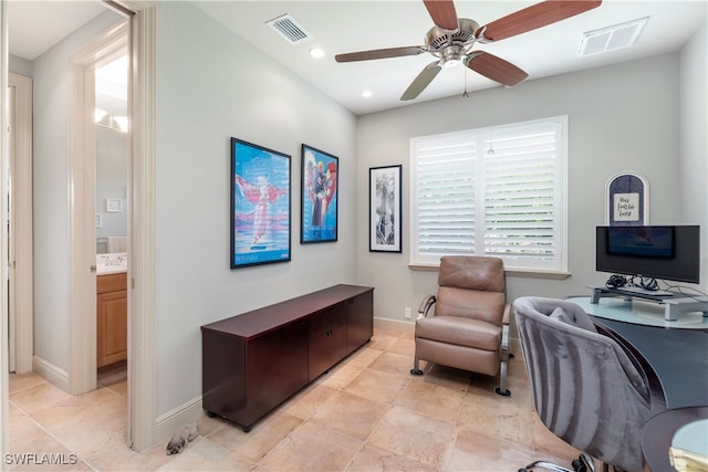 3681 Mossy Oak Dr, Fort Myers, FL 33905 - office area with ceiling fan and recessed lighting