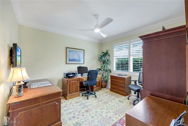 6632 Glen Arbor Way, Naples, FL 34119 - office featuring ceiling fan and crown molding