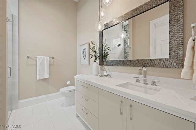 4297 Deephaven Ln, Naples, FL 34119 - full bathroom with vanity, tile patterned flooring, and a stall shower