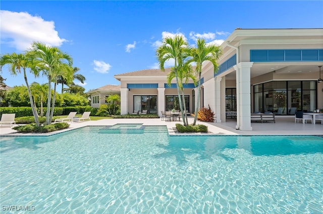 4297 Deephaven Ln, Naples, FL 34119 - outdoor pool featuring a patio and an outdoor living space