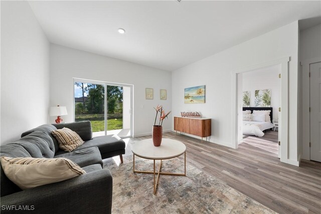 2429/2431 Lola Ave S, Lehigh Acres, FL 33973 - living room featuring wood finished floors and baseboards
