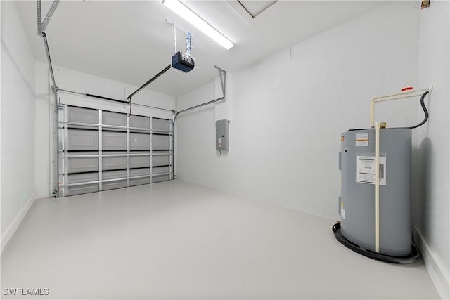 2429/2431 Lola Ave S, Lehigh Acres, FL 33973 - garage with water heater, a garage door opener, and electric panel