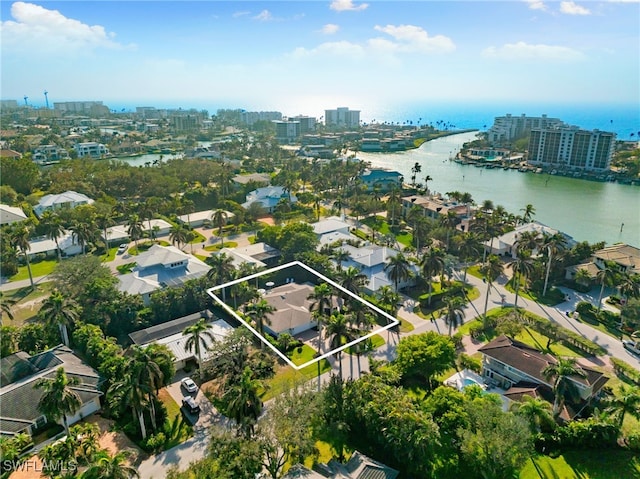 320 Putter Point Dr, Naples, FL 34103 - view of urban area featuring property parcel outlined and a nearby body of water