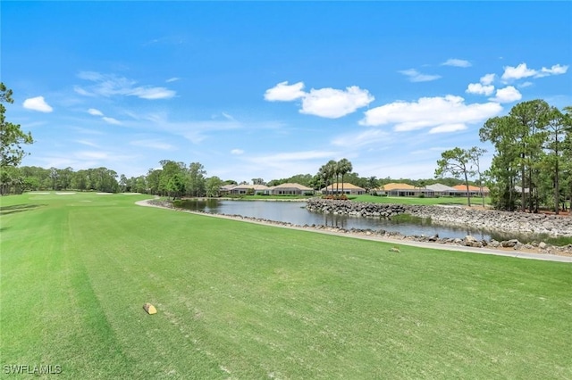 8621 Gleneagle Way, Naples, FL 34120 - view of grassy yard with a water view and golf course view