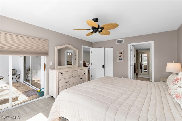 919 Huron Ct Unit B203, Marco Island, FL 34145 - bedroom featuring light carpet, ceiling fan, and access to outside