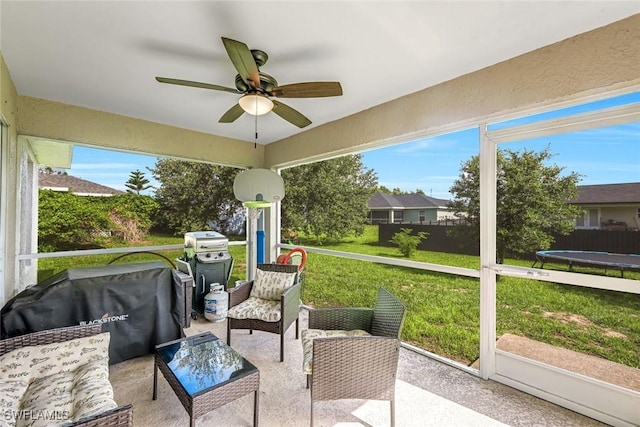 2806 22nd St W, Lehigh Acres, FL 33971 - sunroom / solarium featuring ceiling fan and outdoor lounge area