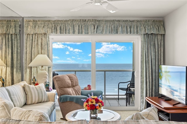 7400 Estero Blvd Unit 629, Fort Myers Beach, FL 33931 - living area featuring ceiling fan