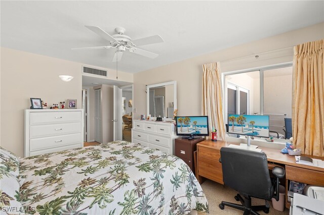 7400 Estero Blvd Unit 629, Fort Myers Beach, FL 33931 - bedroom featuring a desk and ceiling fan