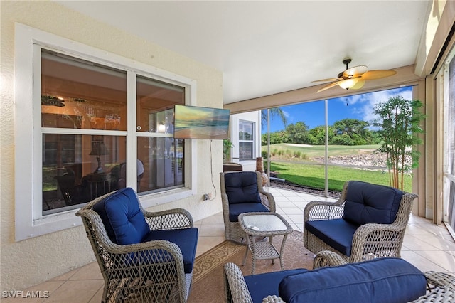 28649 San Lucas Ln Unit 102, Bonita Springs, FL 34135 - view of patio with ceiling fan and golf course view