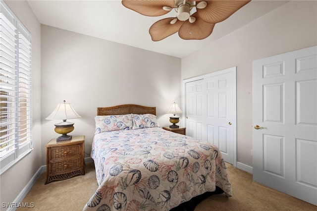28649 San Lucas Ln Unit 102, Bonita Springs, FL 34135 - bedroom with carpet flooring, a closet, and a ceiling fan