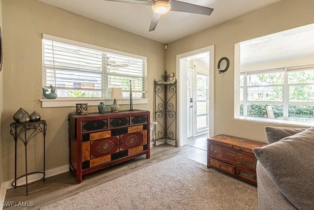 1413 Davis Dr, Fort Myers, FL 33919 - living area with ceiling fan and wood finished floors