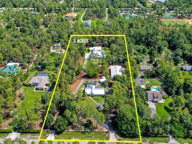 3475 3rd Ave SW, Naples, FL 34117 - aerial overview of property's location with property parcel outlined
