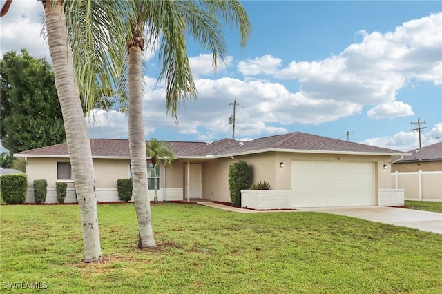 740 SW 5th St, Cape Coral, FL 33991 - ranch-style house featuring stucco siding, an attached garage, and concrete driveway