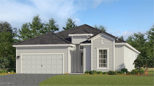 13620 Cerith Ct, Fort Myers, FL 33908 - view of front of property with a garage, driveway, and a front lawn