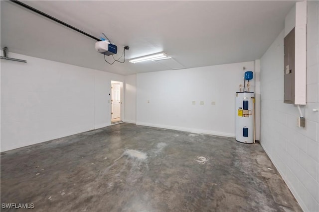 806 SW 4th Ave, Cape Coral, FL 33991 - garage with water heater, a garage door opener, electric panel, and concrete block wall
