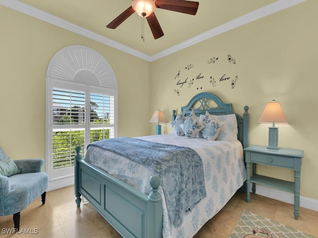 2546 SW 45th St, Cape Coral, FL 33914 - bedroom with ornamental molding and a ceiling fan