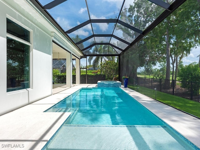 130 Burning Tree Dr, Naples, FL 34105 - view of swimming pool featuring a patio area, a lanai, and a pool with connected hot tub