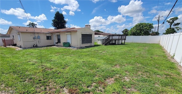 340 Inwood Ave S, Lehigh Acres, FL 33936 - rear view of house featuring a fenced backyard and a chimney