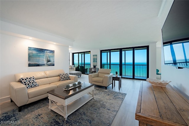 9375 Gulf Shore Dr Unit 402, Naples, FL 34108 - living area featuring wood finished floors and expansive windows