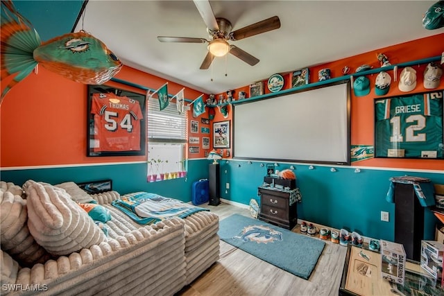 1817 SW 3rd Ave, Cape Coral, FL 33991 - cinema featuring a ceiling fan and wood finished floors