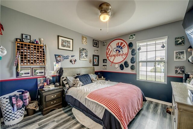 1817 SW 3rd Ave, Cape Coral, FL 33991 - bedroom with wood finished floors and a ceiling fan