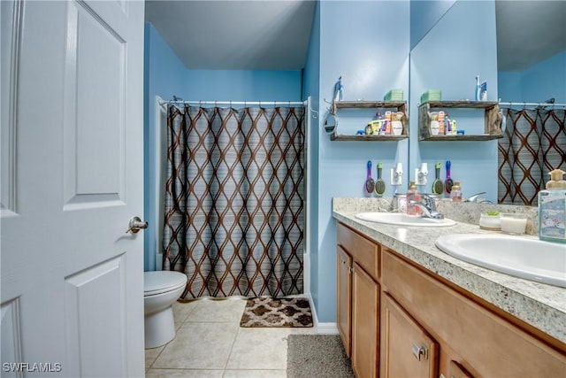 1817 SW 3rd Ave, Cape Coral, FL 33991 - full bathroom featuring double vanity, tile patterned flooring, and a shower with shower curtain