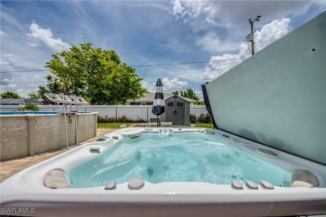 1817 SW 3rd Ave, Cape Coral, FL 33991 - view of pool with a storage shed and a pool