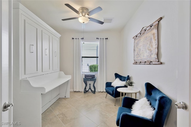 9207 Shadow Oak Ln, Naples, FL 34120 - living area with a ceiling fan and light tile patterned floors