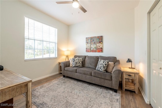 6325 Wilshire Pines Cir Unit 3, Naples, FL 34109 - living area featuring ceiling fan and wood finished floors