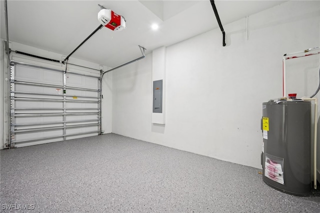 2401-2403 Quentin Ave S, Lehigh Acres, FL 33973 - garage featuring electric water heater, a garage door opener, and electric panel