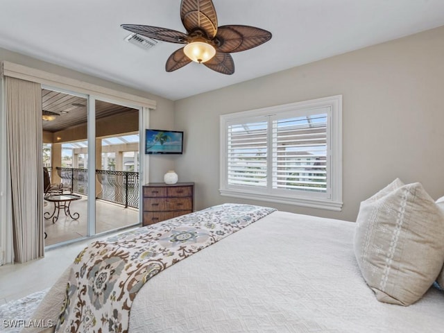 504 Tigertail Ct, Marco Island, FL 34145 - bedroom featuring access to outside, multiple windows, and ceiling fan