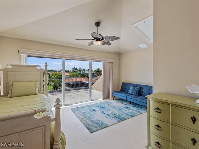 504 Tigertail Ct, Marco Island, FL 34145 - bedroom with access to outside, tile patterned floors, and a ceiling fan