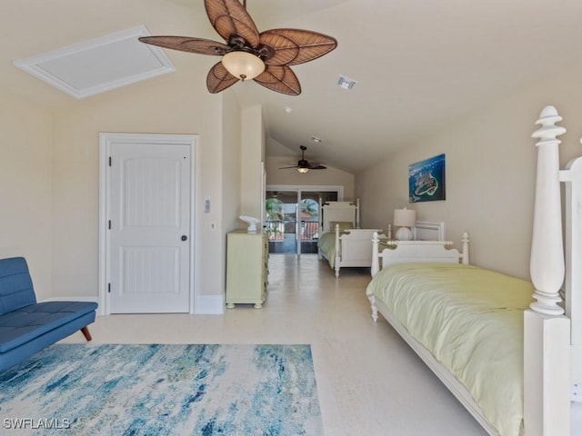 504 Tigertail Ct, Marco Island, FL 34145 - bedroom featuring lofted ceiling and ceiling fan