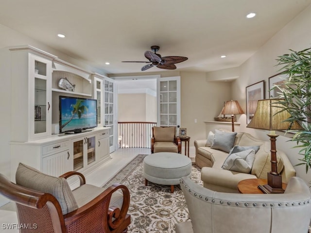 504 Tigertail Ct, Marco Island, FL 34145 - living area with a ceiling fan and recessed lighting