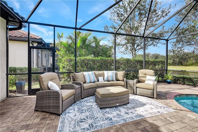 2786 Aviamar Cir, Naples, FL 34114 - view of patio / terrace with a lanai and an outdoor living space