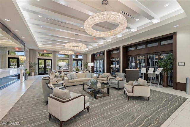 28646 Lobos Cir, Bonita Springs, FL 34135 - building lobby with recessed lighting and beamed ceiling
