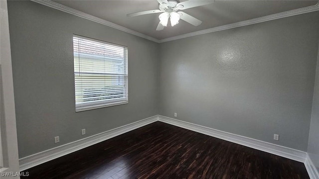 3940 Ruxton Rd, Naples, FL 34116 - unfurnished room with dark wood-type flooring, ornamental molding, and ceiling fan