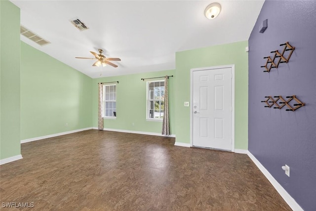 509 Scott Ave, Lehigh Acres, FL 33972 - unfurnished room featuring a ceiling fan and vaulted ceiling