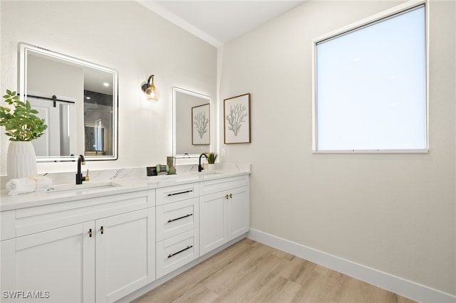 3008 20th St SW, Lehigh Acres, FL 33976 - bathroom with double vanity and wood finished floors