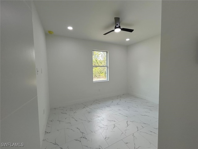 4204 E 24th St, Alva, FL 33920 - spare room featuring recessed lighting, ceiling fan, and marble look tiles
